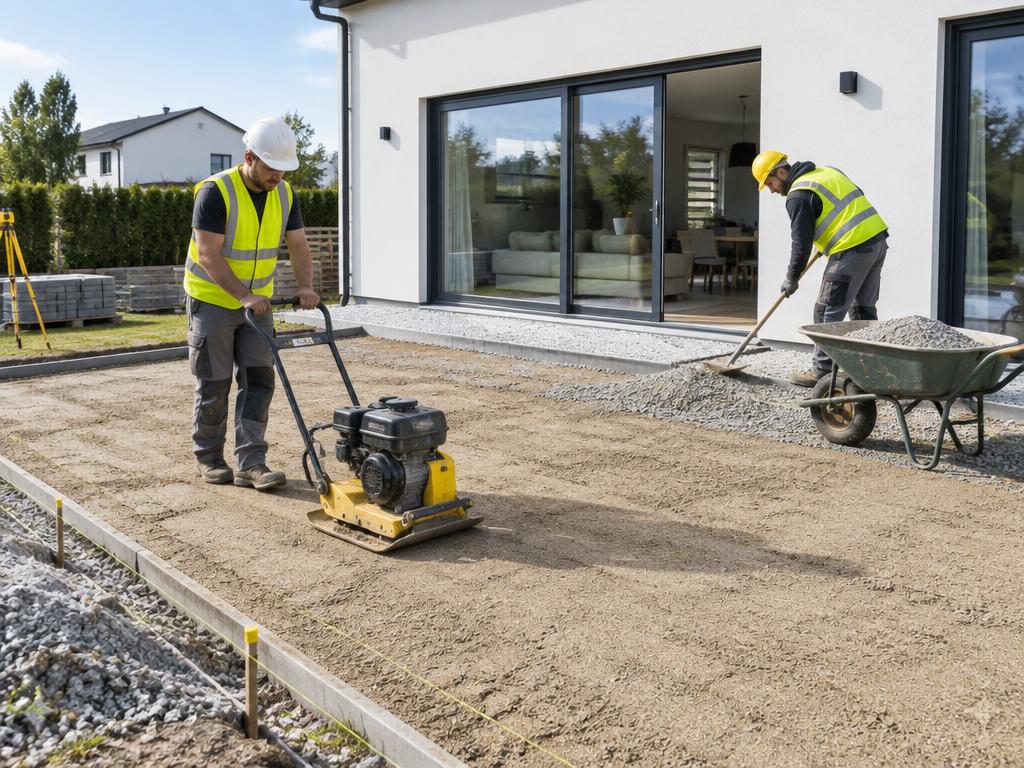 Worrall Construction at work on a patio project